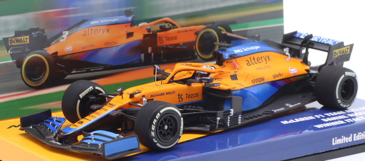 ミニチャンプス 1/43 ダニエル・リカルド マクラーレン MCL35M #3 勝ちえる イタリア共和国GP 数式1 2021 250台押さえるMinichamps 1:43 D. Ricciardo McLaren MCL35M #3 winner Italy GP formula 1 2021 Limited 250 pcs
