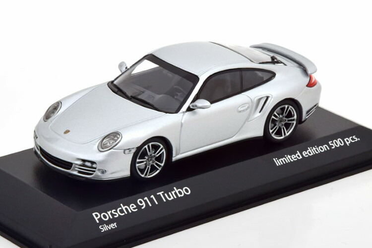 ポルシェ 911ターボ(997) シルバー、ディーラー物、ミニチャンプス1/43 ポルシェ 911ターボ(997) シルバー、ディーラー物