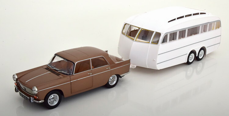 ノレブ 1/18 プジョー 404 with Henon 幕営トレーラ1965 ブラウンメタリック 白いこと 開閉Norev 1:18 Peugeot 404 with Henon camping trailer 1965 brownmetallic white
