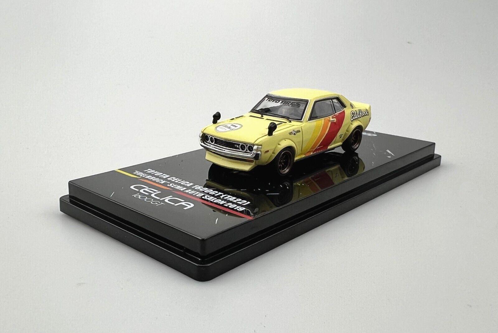 INNO64 1/64 トヨタ セリカ 1600GT TA22 エーデルブロック イエロー SEMA オートサロン 2019 INNO64 1:64 Toyota Cellca 1600GT TA22 Edelbrock Yellow SEMA Auto Salon 2019