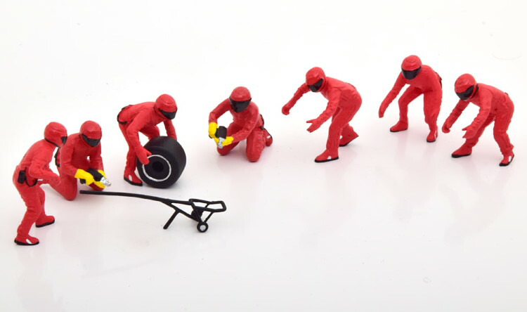 アメリカンジオラマ 1/43 フェラーリ ピット クルーセット2 フィギュア7体 アクセサリー デカール付き American Diorama 1:43 Ferrari Pit Crew Set 2 7 Figuren mit Zubeh?r mit Decals