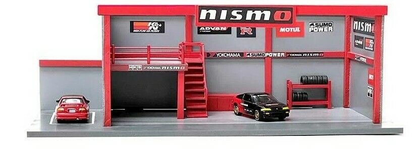 アメリカンジオラマ 1 64 ニスモ ガレージ ジオラマ レッド グレーAmerican Diorama 1:64 Nismo Garage red  grey 贈り物