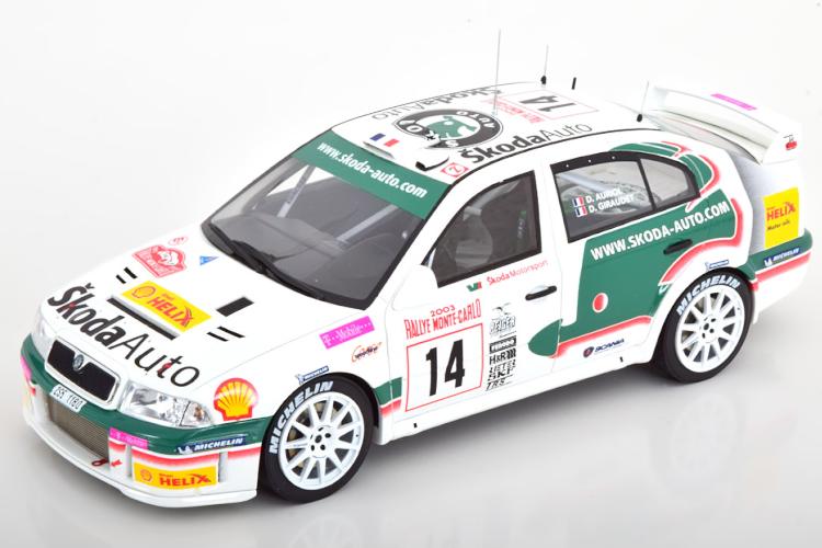 オットー 1/18 シュコダ オクタビア WRC #14 ラリー モンテカルロ  2003 Auriol/Giraudet 2500台押さえるOtto Mobile 1:18 Skoda Octavia WRC No 14 Rally Monte Carlo 2003 Auriol/Giraudet Limited Edition 2500 pcs