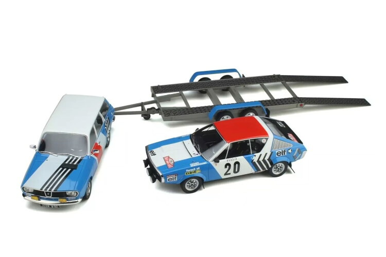オットーモービル 1/18 3台セット ラリー モンテカルロ 1975 ルノー R17 ゴルディーニ #20 & R12 トレーラー付き Otto Mobile 1:18 3-Car Set Rallye Monte Carlo 1975: Renault R17 Gordini N20 & R12 with Trailer Jean Fran・・ois Piot/Jean De Alexandris