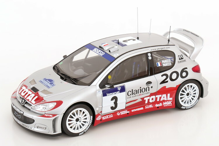 オットーモービル 1/18 プジョー 206 WRC #3 ツール ド コルス 2002 ジル パニッツィ/エルヴェ パニッツィ 2000台限定 Otto Mobile 1:18 Peugeot 206 WRC N3 Tour de Corse 2002 Panizzi/Panizzi Limited 2000 pcs