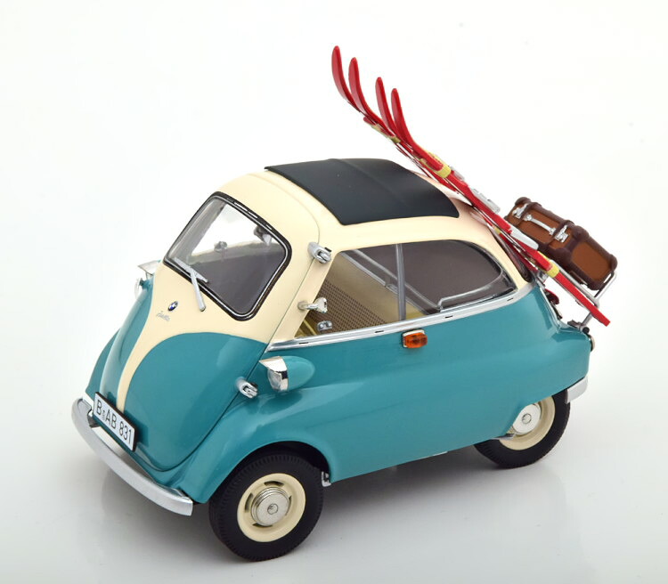シュコー 1/18 BMW イセッタ 輸出品 グローヴ スキーの板 1955-1962 ヘルブラウ 白いことSchuco 1:18 BMW Isetta Export mit Ski 1955-1962 hellblau/wei?