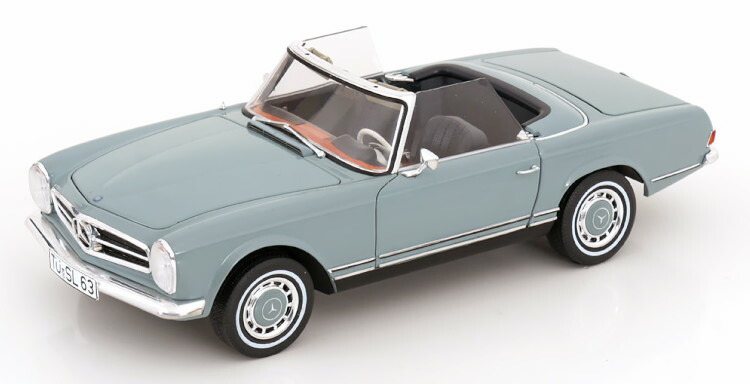 シュコー 1/18 メルセデス 280SL パゴダ ホンブルグ帽とっ始め脱着式 ともし火青み 黒いこと 開閉Schuco 1:18 Mercedes 280 SL Pagode with removable Softtop lightblue black