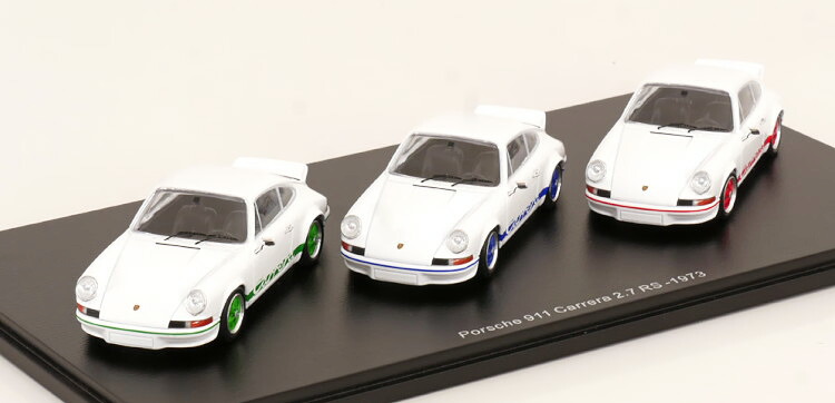 シュコー Pro.R 1/43 ポルシェ 911 カレラ 2.7 RS 50周年 モデルカー3台セット 1973 ホワイト/グリーン ホワイト/ブルー ホワイト/レッドSchuco Pro.R 1:43 Porsche 911 Carrera 2.7 RS set with 3 modelcars 50 years RS 1973 white/green white/blue white/red|Reowide モデルカー カタログ SHOP