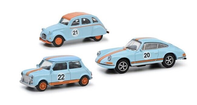 シュコー 1/87 ポルシェ 3台仕掛ける ポルシェ 911 + シトロエン 2CV + ミニ ガルフレーシングSchuco 1:87 Porsche Set of 3 Porsche 911 + Citroen 2CV + Mini \
