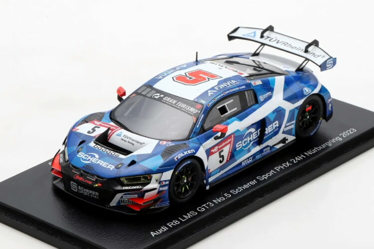 ぴかぴか光る 1/43 アウディ R8 LMS GT3 #5 シェラー 運動競技 PHX ニュルブルクリンク 24 第四次元スピード競技 2023 200台押さえるSpark 1:43 Audi R8 LMS GT3 #5 Scherer Sport PHX 24h Nurburgring 2023 limited 200 pcs