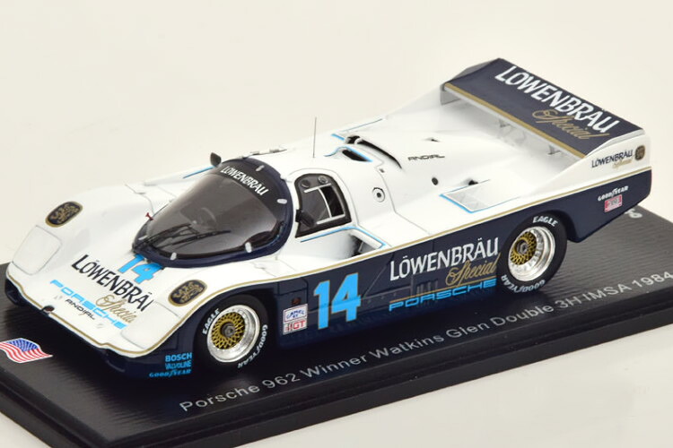 スパーク 1/43 ポルシェ 962 優勝 ワトキンスグレンダブル 3時間 IMSA 1984 ホルバート ベル 500台限定 Spark 1:43 Porsche 962 Winner Watkins Glen Double 3h IMSA 1984 Holbert/Bell/Adams Limited Edition 500 pcs
