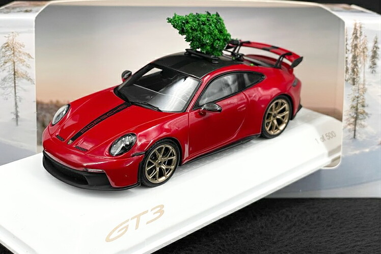 ぴかぴか光る 1/43 ポルシェ 911 (992) GT3 2020 カーマインレッド ヨーロッパ樅付 500台押さえる\u003cBR\u003eSpark 1:43 Porsche 911 (992) GT3 2020 with Christmas Tree
