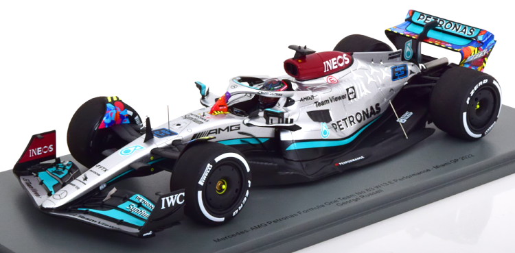 スパーク 1/18 メルセデスベンツ AMG ペトロナス マイアミグランプリ 2022 ラッセル SPARK 1:18 Mercedes AMG Petronas GP Miami 2022 Russell with ShowCase|Reowide モデルカー カタログ SHOP