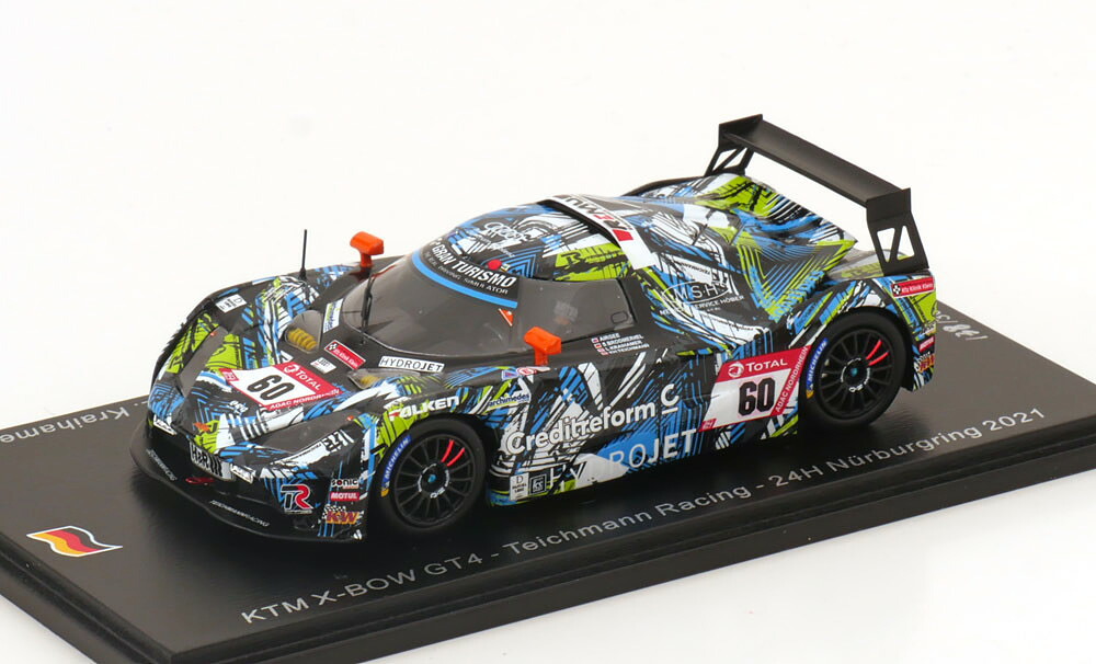スパーク 1/43 KTM X-Bow GT4 #60 ニュルブルクリンク24時間 2021 Brodmerkel/Teichmann/Kara Osman/Kraihamer 300台限定Spark 1:43 KTM X-Bow GT4 No 60 24h Nuerburgring 2021 Brodmerkel/Teichmann/Kara Osman/Kraihamer Limited Edition 300 pcs｜Reowide モデルカー カタログ SHOP