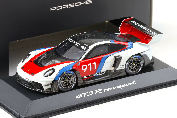 ポルシェ特注 スパーク 1/43 ポルシェ 911 GT3 R レンシュポルト ホワイト レッド ブルー Spark 1:43 Porsche 911 GT3 R Rennsport white red blue