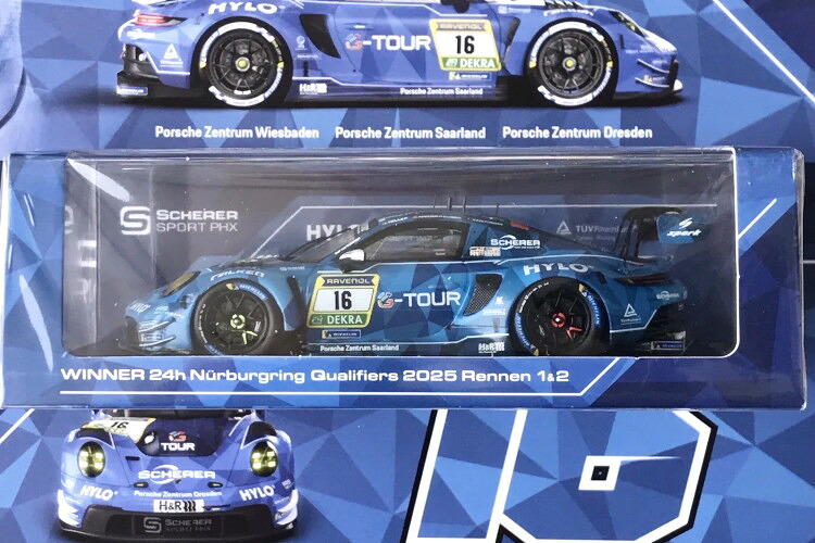 スパーク 1/43 ポルシェ 911 GT3 R #16 優勝 ニュルブルクリンク24時間予選 2025 シェラー スポーツ PHXSPARK 1:43 Porsche 911 GT3 R #16 Winner 24H Qualifiers Nuerburgring 2025 Scherer Sport PHX｜Reowide モデルカー カタログ SHOP