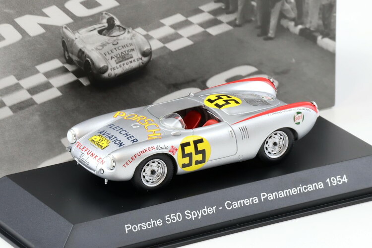 スパーク 1/43 ポルシェ 550 スパイダー #55 3位 カレラ パナメリカーナ 1954 ハンス ヘルマン Spark 1:43 Porsche 550 Spyder #55 3rd Carrera Panamericana 1954 Hans Herrmann