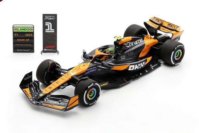 スパーク 1/18 マクラーレン MCL38 #4 マイアミ グランプリ フォーミュラ1 2024 優勝 ランド ノリス ドライバーフィギュア付 ディスプレイケース ピットボード2枚付 Spark 1:18 McLaren MCL38 N4 Winner Miami GP Formula 1 2024 Lando Norris With driver figure