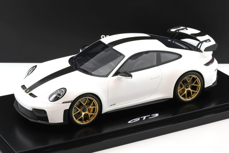 ポルシェ特注 スパーク 1/18 ポルシェ 911 992.2 GT3 クーペ ホワイト ゴールドホイール Spark 1:18 Porsche 911 992.2 GT3 Coupe white gold wheels