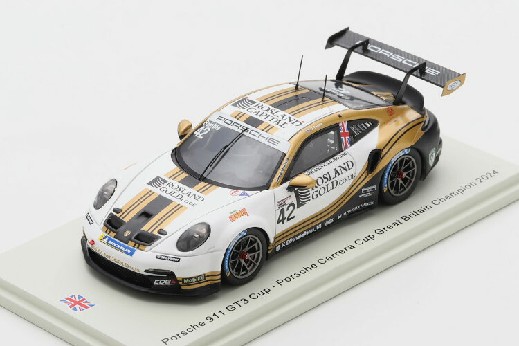 スパーク 1/43 ポルシェ 911 GT3 #42 カレラカップ UK チャンピオン 2024 ジョージ ギャンブル 300台限定Spark 1:43 Porsche 911 GT3 N42 Carrera Cup UK Champion 2024 George Gamble Limited 300 pcs|Reowide モデルカー カタログ SHOP