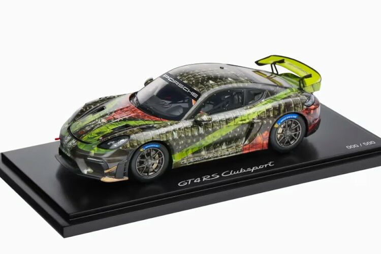 ポルシェ特注 スパーク 1/18 ポルシェ 718 ケイマン GT4 RS クラブスポーツ 982 ハンター マルチカラー 500台限定Spark 1:18 Porsche 718 Cayman GT4 RS Clubsport (982) Hunter multicolour Limited 500 pcs｜Reowide モデルカー カタログ SHOP