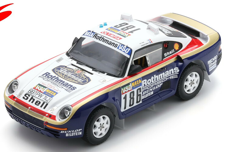 スパーク 1/18 ポルシェ 959 #186 優勝 ラリー パリ ダカール 1986 ルネ メッジ/Dominique Lemoyne Spark 1:18 Porsche 959 N186 Winner Rally Paris-Dakar 1986 Ren・・ Metge/Dominique Lemoine