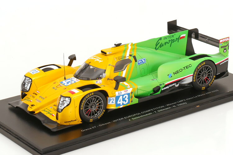 スパーク 1/18 オレカ 07 ギブソン #43 LMP2クラス優勝 ル・マン24時間 2025 シミエホフスキ/ディルマン/イェロリーSpark 1:18 Oreca 07 Gibson N43 Winner LMP2 Class 24h Le Mans 2025 Smiechowski/Dillmann/Yelloly with ShowCase｜Reowide モデルカー カタログ SHOP