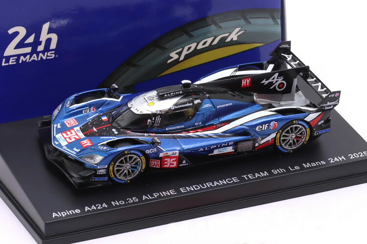 ぴかぴか光る 1/64 アルピーヌ A424 #35 9位 ル・マン24第四次元 2025 シャタン/ハプスブルク/ミレッシSPARK 1:64 Alpine A424 #35 9th 24h Le Mans 2025