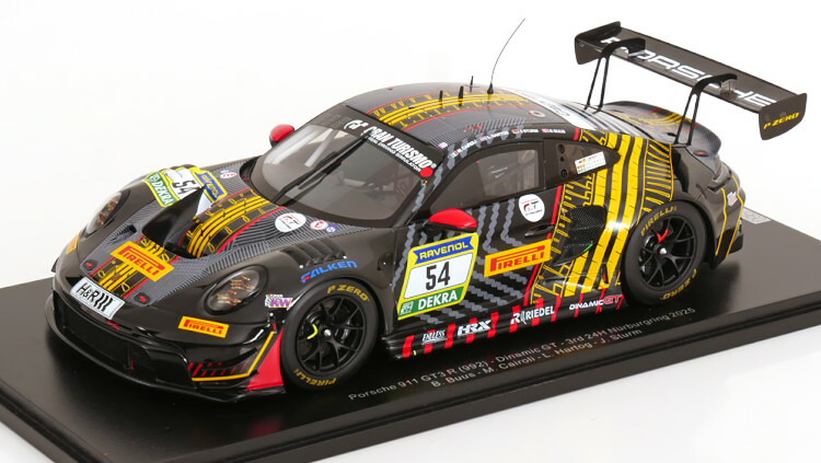 ぴかぴか光る 1/18 ポルシェ 911 GT3 R 992 #54 3位 ニュル24第四次元 2025 Dinamic GT 350台制限事項SPARK 1:18 Porsche 911 GT3 R 992 #54 3rd Nurburgring 2025 Limited 350pcs