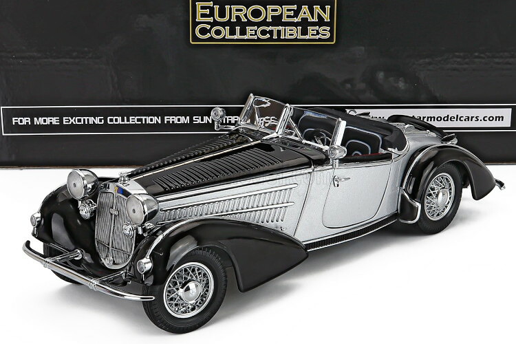 SUN STAR 1/18 ホルヒ 855 読み込むはやりっ子 開けっ広げ 1939 しろがね色 黒いことSUN-STAR 1:18 HORCH 855 ROADSTER OPEN 1939 SILVER BLACK