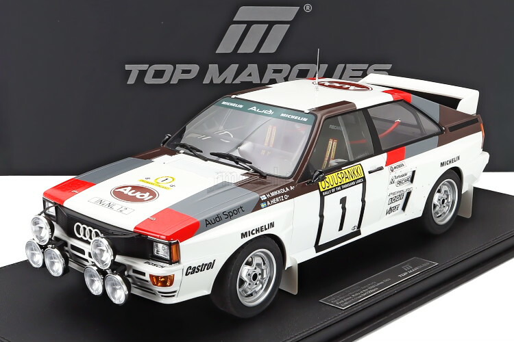 トップマルケス 1/12 アウディ #1 贏ち得る 1000レイクスラリー 1983 Hannu Mikkola/Arne HertzTOP MARQUES 1:12 Audi Quattro A2 Night Version #1 Winner Rally 1000 Lakes 1983 Hannu Mikkola Arne Hertz