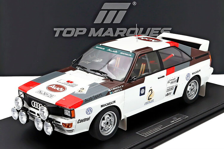 トップマルケス 1/12 アウディ #2 贏ち得る アルゼンチンラリー 1983 Hannu Mikkola/Arne HertzTOP MARQUES 1:12 Audi Quattro A2 Night Version #2 Winner Rally Argentina 1983 Hannu Mikkola Arne Hertz