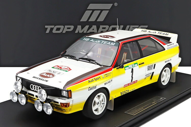 トップマルケス 1/12 アウディ #1 贏ち得る ポルトガル共和国ラリー 1984 野球クラブ アウディ 運動競技 Hannu Mikkola/Arne HertzTOP MARQUES 1:12 Audi Sport Quattro A2 Team Audi Sport Night Version #1 Winner Rally Portugal 1984 Hannu Mikkola Arne Hertz