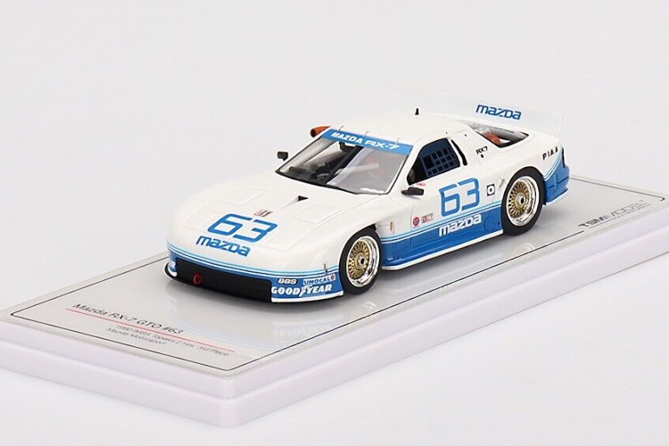 TRUESCALE 1/43 マツダ  RX-7 GTO 野球クラブマツダ モータースポーツ N63 3位 2h TOPEKA 1990TRUESCALE 1:43 MAZDA  RX-7 GTO TEAM MAZDA MOTORSPORT N 63 3rd 2h TOPEKA 1990 WHITE LIGHT BLUE