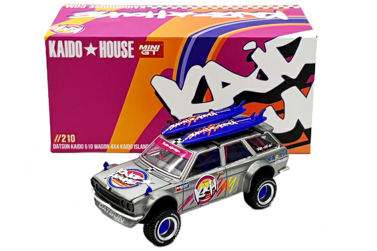 TSM ミニGT 1/64 カイドハウス ダットサン カイド510 手押し車 4×4 カイドアイランズ V1 チェイスカーTSM MINI GT 1:64 Kaido House Datsun KAIDO 510 Wagon 4×4 Kaido ISLANDS V1 Chase car