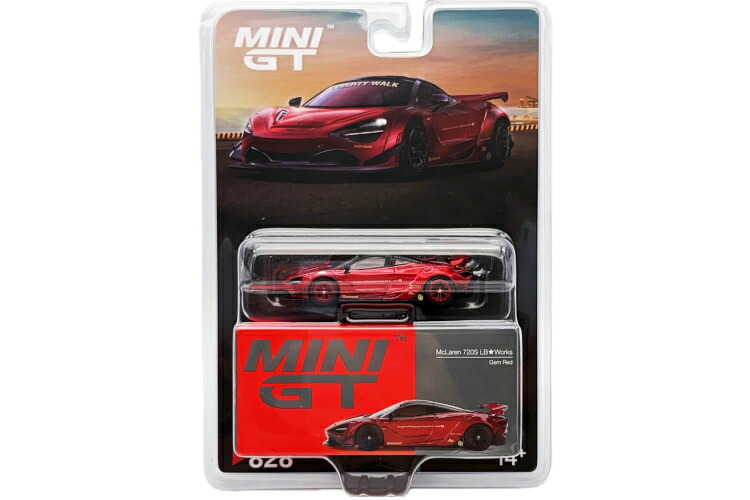 ミニGT 1/64 マクラーレン 720S LB-Works ジェムレッド チェイスカーMini GT 1:64 McLaren 720S LB-Works Gemred Chase car