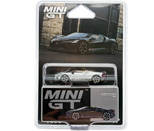 ミニGT 1/64 ブガッティ W16 ミストラル ブラック チェイスカー Mini GT 1:64 Bugatti W16 Mistral Black Chase car