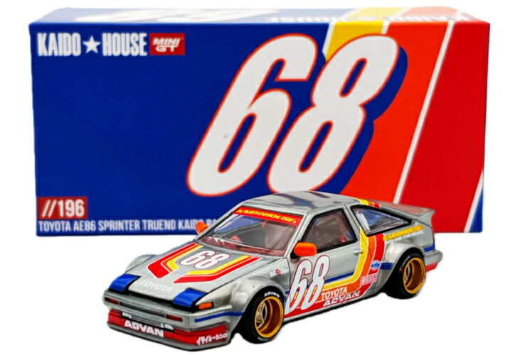 ミニGT × カイドーハウス 1/64 トヨタ AE86 スプリンター トレノ カイドー 一ころ V1 チェイスカーMini GT x Kaido House  1:64 Toyota AE86 Sprinter Trueno Kaido Racing V1 Chase car