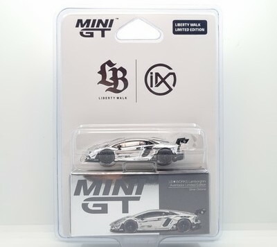 TSM ミニGT 1/64 ランボルギーニ LBワークス アヴェンタドール リミテッドエディション しろがね色クローム IMX 2025TSM Mini GT 1:64 Lamborghini LB Works Aventador Limited Edition Silver Chrome IMX 2025