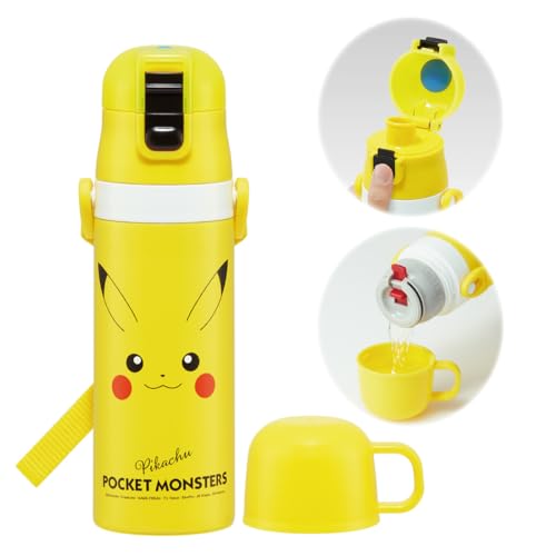 スケーター(Skater) 子供用 ステンレス 水筒 2way 直飲み 470ml コップ飲み 430ml ポケモン ピカチュウ フェイス 子供