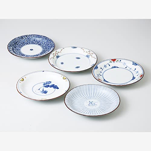 楽天市場】五代 佐藤走波 染錦絵変わり 六寸和皿揃 : 食器のみつはた