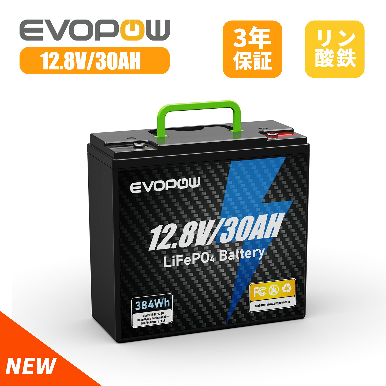 リン酸鉄リチウムイオンバッテリー 12.8V 30Ah 容量384Wh LiFePO4電池 走行充電器 BMS 長寿命3000サイクル回数 コンパクト蓄電池 キャンピングカー 車中泊 アマチュア無線 防災 停電 お釣り ソーラー充電