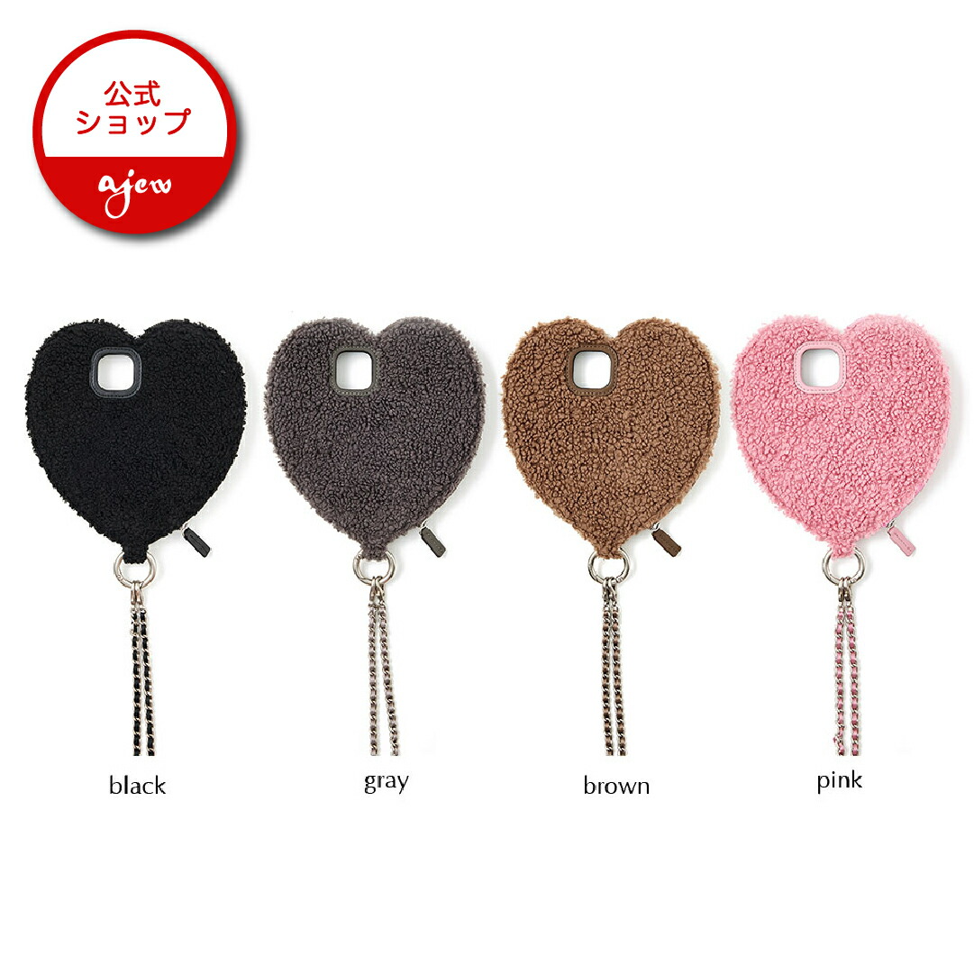 【公式店】【iPhone case】ajew fluffy dress HEART case shoulderr エジュー スマホケース iPhoneケース 携帯ケース 紐付き