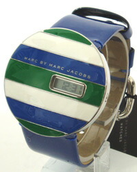 ●[現品限り！ #半額以下 ]  #マークジェイコブス #MARCBYMARCJACOBS #ウォッチ #腕時計 #デジタル #皮ベルト #ストライプ #おしゃれ #個性的 #ブルー MBM2039【楽ギフ_包装選択】