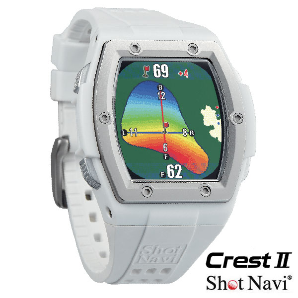 ●日本製 ゴルフナビ GPSナビ【ショットナビ Crest II クレスト2】 MIP液晶 申し受ける式 Bluetooth 適用業務連絡 みちびきL1S 雨合羽 ウオッチ型 ゴルフ用 GPS積み上げる 色つや液晶 白いこと 4562201212133【楽ギフ_荷拵えより分ける】インター