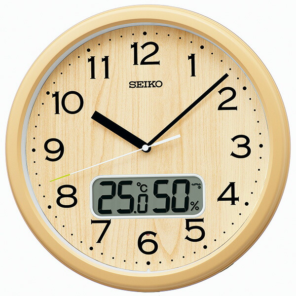 ■SEIKO セイコー 電磁波掛け時計 電磁波時辰儀 掛時計 ウォール時辰儀 温湿度書きあらわす 今めかしい 自然的 見分かりやすい 肌理調 うす茶色色 KX273B 【楽ギフ_荷造り選りわける】