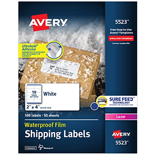 【中古】【未使用・未開封品】White Weatherproof Laser Shipping Labels, 2 x 4, 500/Pack (並行輸入品) 18,302円