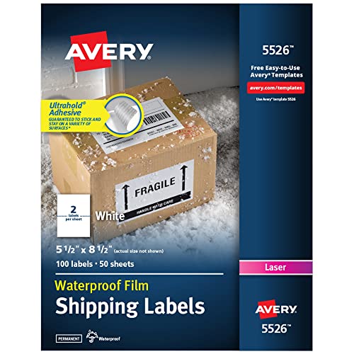 【中古】【未当て嵌める・未開封品】White Weatherproof Laser Shipping Labels, 5-1/2 x 8-1/2, 100/Pack (並行輸入品)