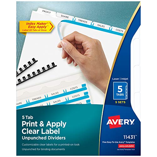 【中古】【未当て嵌める・未開封品】Index Maker Clear Label Unpunched Divider, 5-Tab, Letter, White, 5 Sets (並行輸入品)