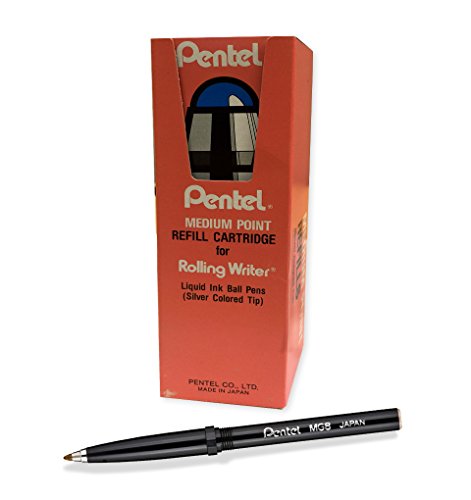 【中古】【未使用・未開封品】Pentel Rolling Writer Refills、r3スリム詰め替え、ミディアム、ブラック、12のボックスRefills